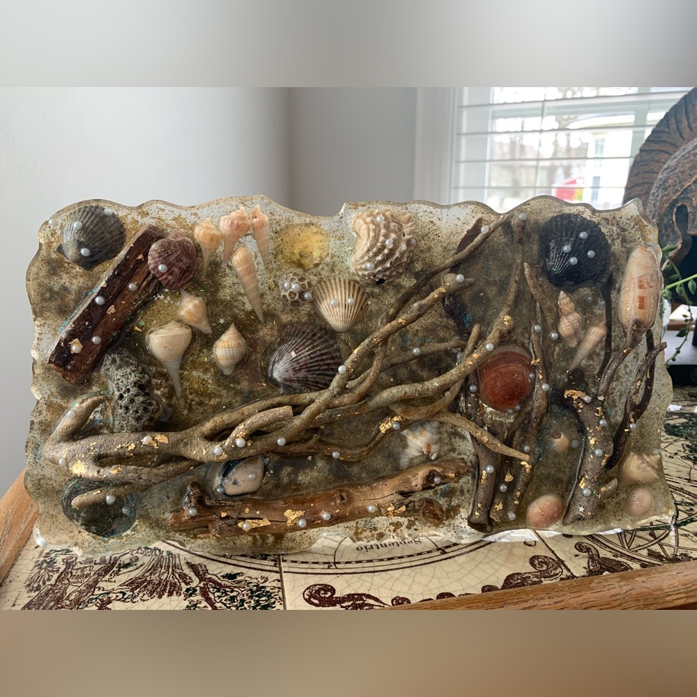 Beach Decorative Tray with Seashells